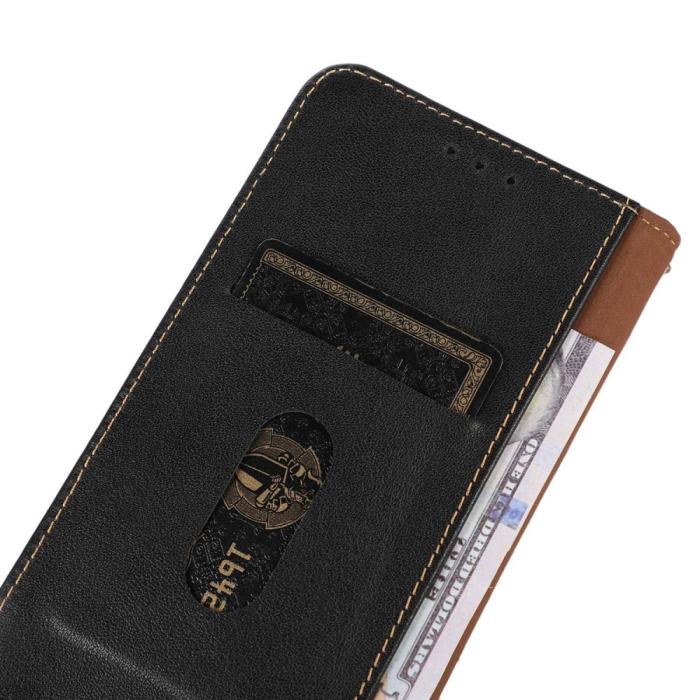 Bild 4, KHAZNEH iPhone 15 Fodral RFID Flip Äkta Läder Svart