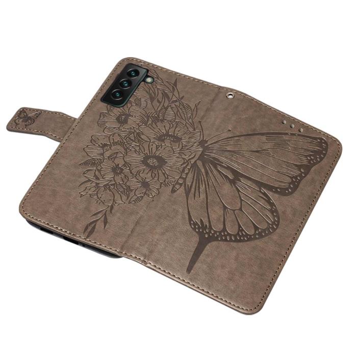 Bild 6, Samsung Galaxy S23 Plus Fodral Fjäril Grå