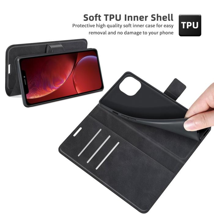 Bild 6, iPhone 13 Fodral Solid Läder Svart
