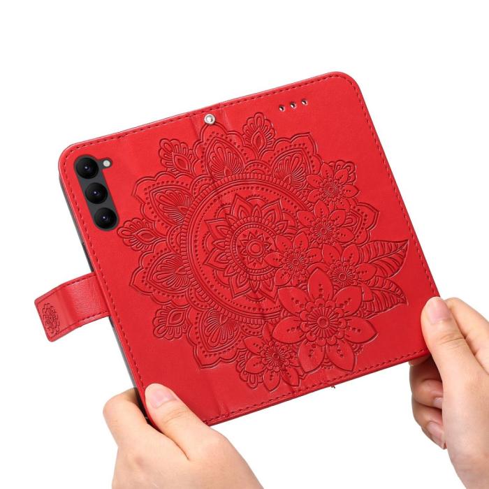 Bild 5, Samsung Galaxy S23 Fodral Mandala Läder Röd