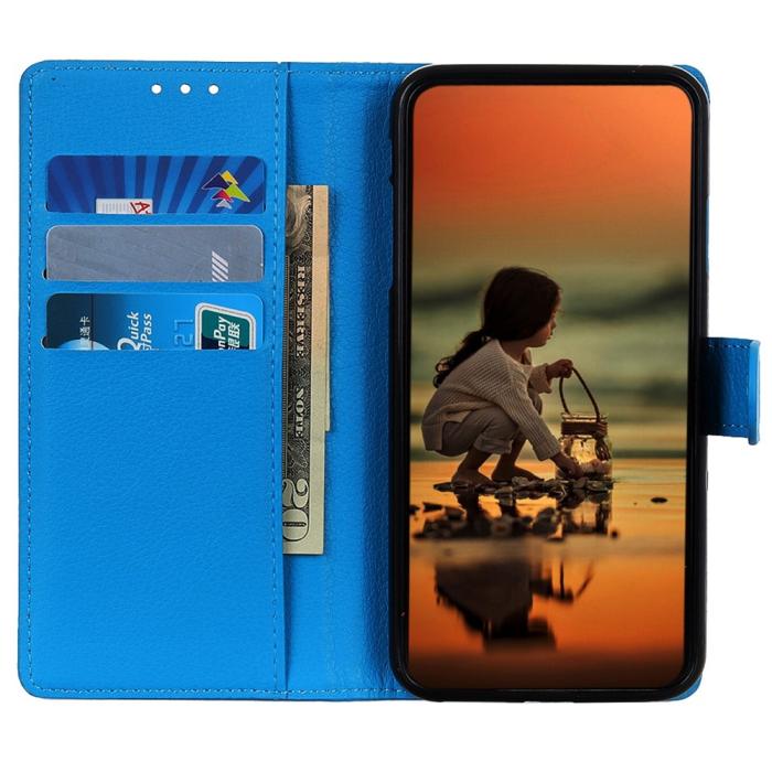 Bild 3, OnePlus Nord 2T 5G Fodral Litchi Läder Blå