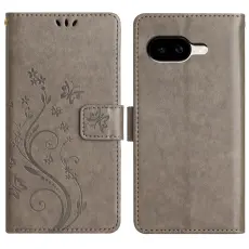 Google Pixel 10a Fodral Med Blommigt Tryck Gr&aring;