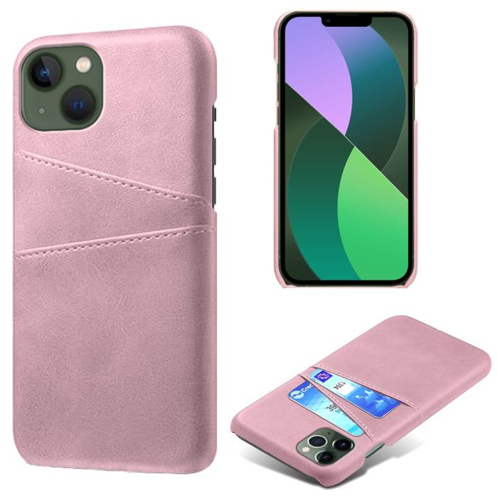Bild 1, iPhone 15 Plus Skal Läder Med 2 Kortfack Roséguld