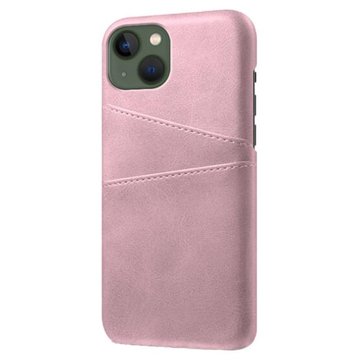 Bild 2, iPhone 15 Plus Skal Läder Med 2 Kortfack Roséguld