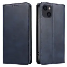 iPhone 15 Plus Fodral Flip L&auml;der Bl&aring;