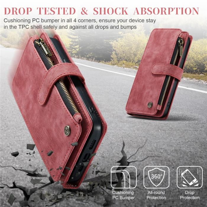 Bild 6, CASEME iPhone 15 Plus Multifunktionellt Fodral Röd