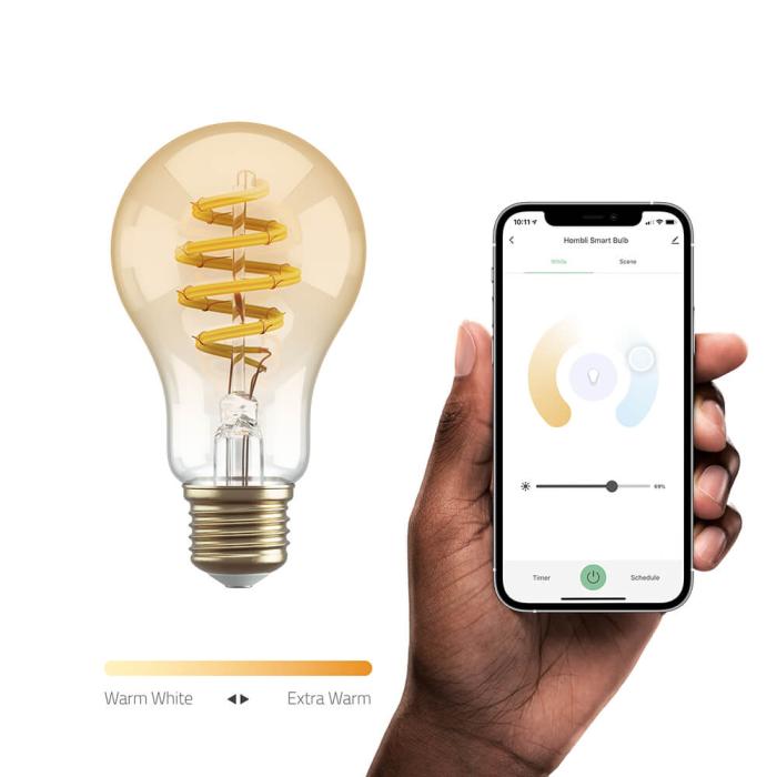 Bild 7, Hombli Smart Lampa Glödtråd E27 A60-Bärnsten CCT
