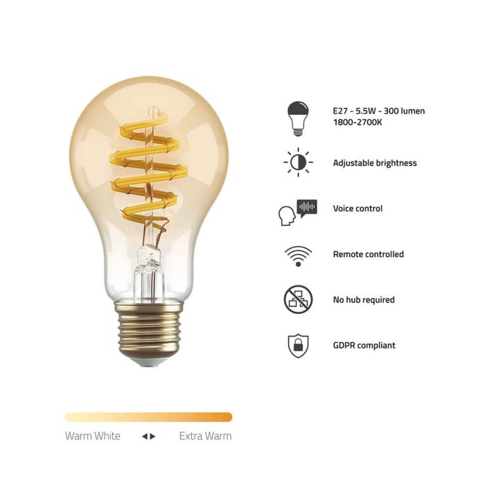 Bild 8, Hombli Smart Lampa Glödtråd E27 A60-Bärnsten CCT