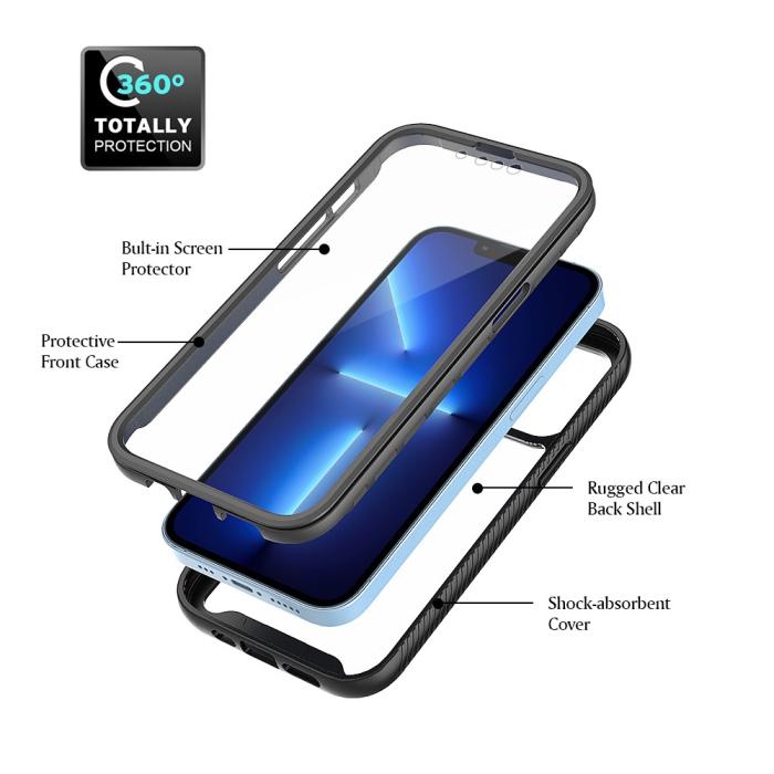 Bild 2, iPhone 13 Pro Skal 360 Hybrid Defense Svart