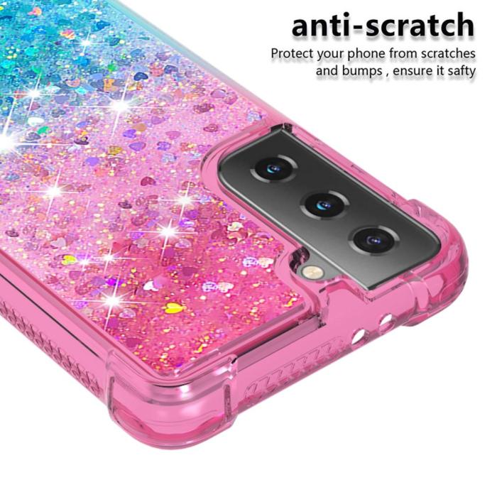Bild 4, Samsung Galaxy S21 - Shockproof Quicksand Skal - Rosa/Blå
