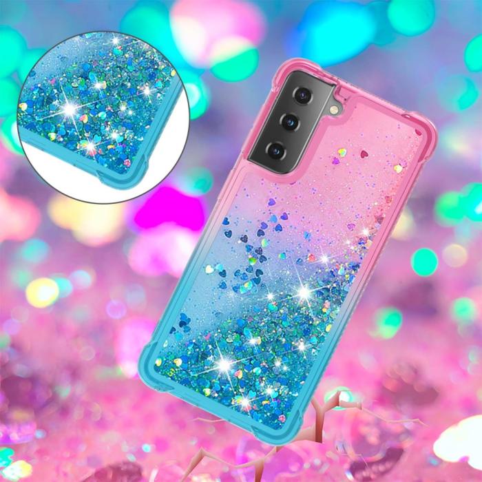 Bild 5, Samsung Galaxy S21 - Shockproof Quicksand Skal - Rosa/Blå