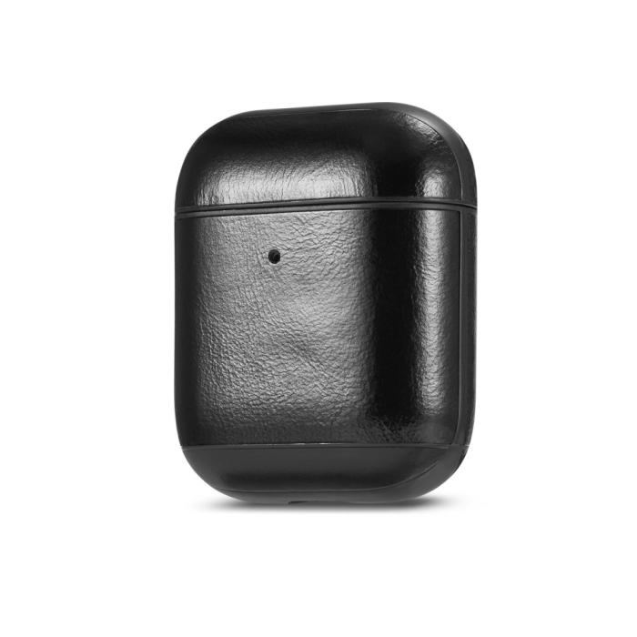 Bild 3, Äkta läder skal till Airpods - Svart