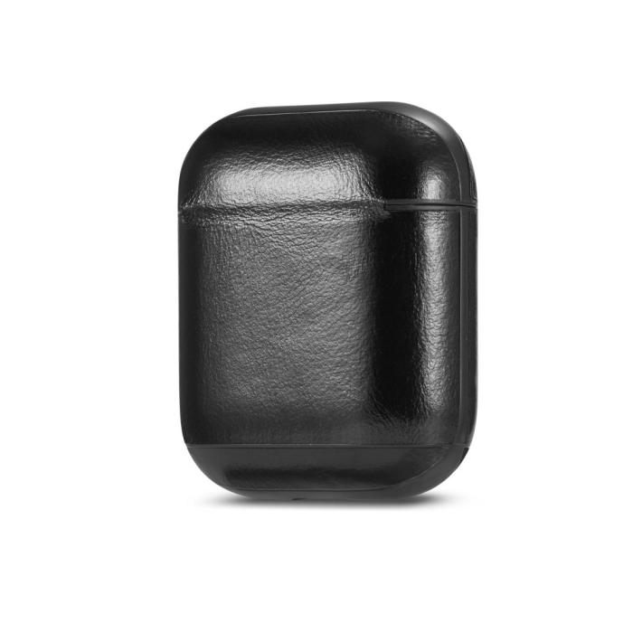 Bild 4, Äkta läder skal till Airpods - Svart