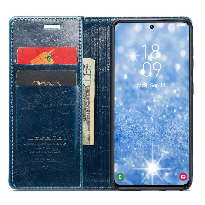 Bild 2, CASEME Samsung Galaxy S23 Plus Fodral Wax Textur Blå