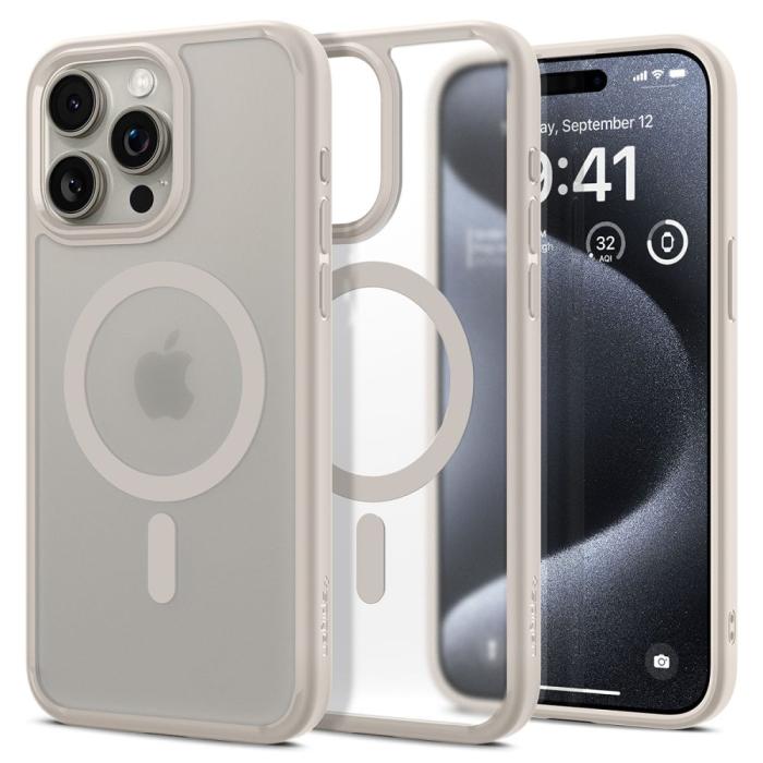 Bild 1, Spigen iPhone 15 Pro Skal MagSafe Mag Ultra Hybrid Frostad Titanium
