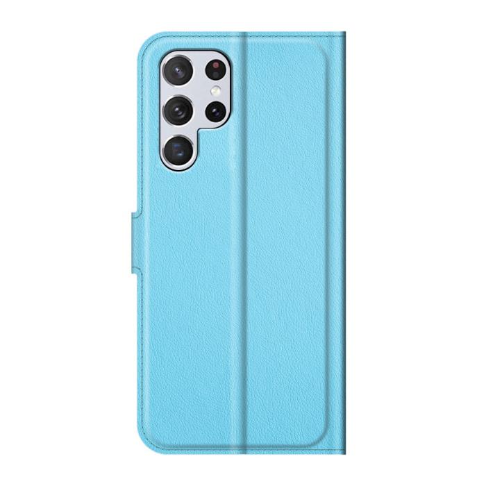 Bild 3, Samsung Galaxy S22 Ultra Fodral Litchi Läder Ljus Blå