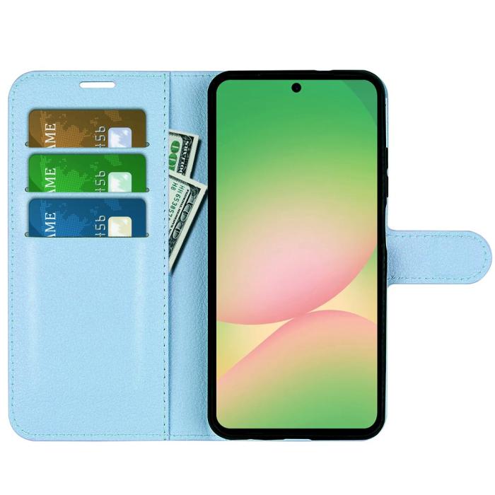 Bild 2, Samsung Galaxy A57 5G Fodral Litchi Läder Blå
