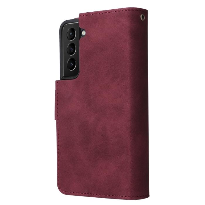 Bild 2, Samsung Galaxy S22 Fodral Multifunktionell Läder Vinröd