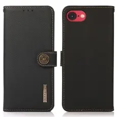 KHAZNEH iPhone 17e / 16e Fodral &Auml;kta L&auml;der Svart
