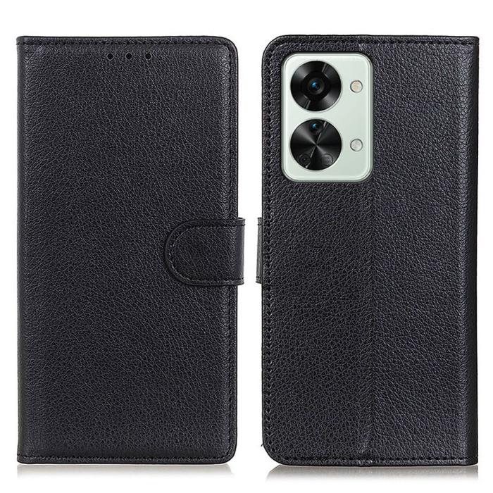 Bild 1, OnePlus Nord 2T 5G Fodral Litchi Läder Svart