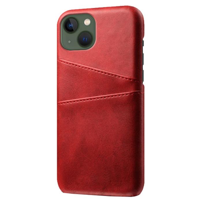 Bild 2, iPhone 15 Plus Skal Läder Med 2 Kortfack Röd