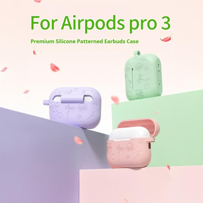 Bild 2, AirPods Pro 3 Skal Med Blommigt Tryck Silikon Lila