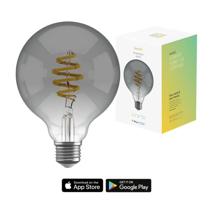Bild 4, Hombli Smart Lampa Glödtråd E27 G95-Rök CCT