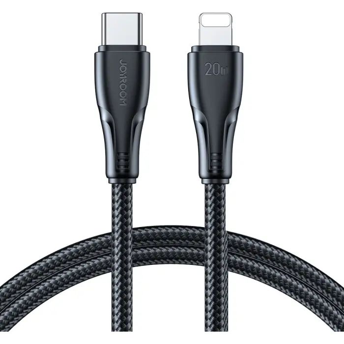 Bild 1, Joyroom 2m 20W USB-C - Lightning Nylon Laddningskabel Svart