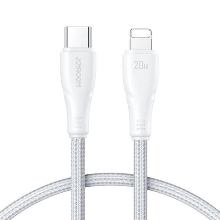 Bild 1, Joyroom 25 cm 20W USB-C - Lightning Nylon Laddningskabel Vit