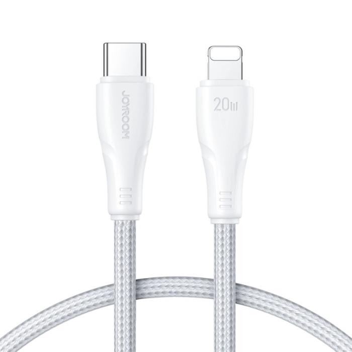 Bild 1, Joyroom 1.2m 20W USB-C - Lightning Nylon Laddningskabel Vit