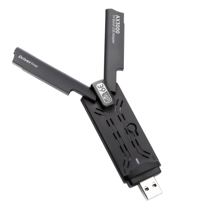 Bild 2, Wi-Fi Receiver USB 3.0 AX-3000 WiFi6 Nätverkskort Svart