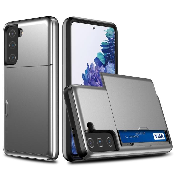 Bild 1, Samsung Galaxy S21 - Hybrid Skal Med Kortfack - Grå