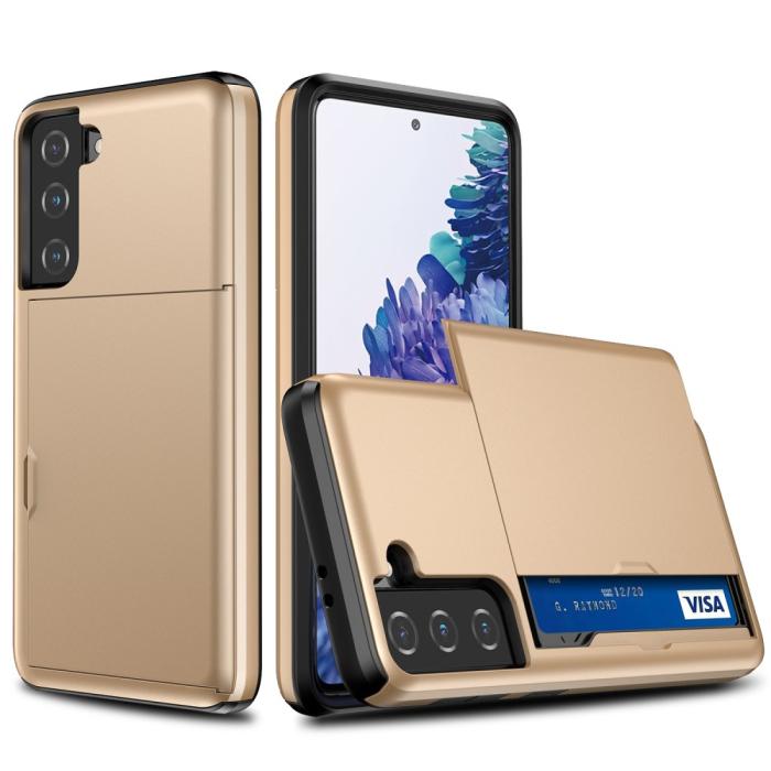 Bild 1, Samsung Galaxy S21 - Hybrid Skal Med Kortfack - Guld