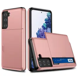 Samsung Galaxy S21 - Hybrid Skal Med Kortfack - Roséguld