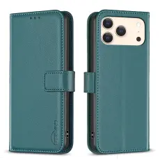 BINFEN iPhone 17 Pro Fodral L&auml;der Gr&ouml;n