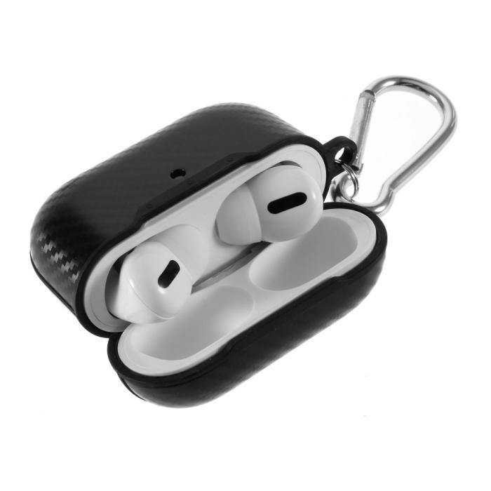 Bild 3, Kolfiberskal med krok till AirPods Pro - Svart