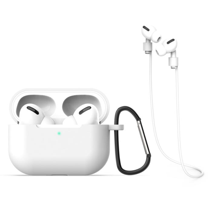 Bild 1, AirPods Pro Strap och Silikonskal med krok - Vit
