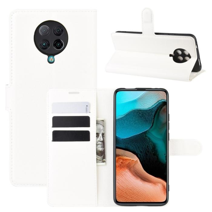 Bild 1, Xiaomi Poco F2 Pro - Litchi Plånboksfodral - Vit