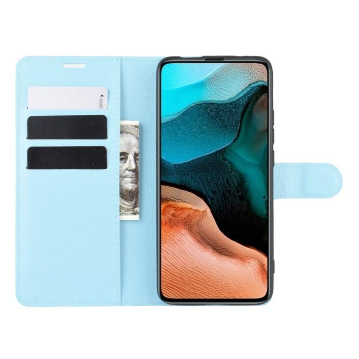 Bild 4, Xiaomi Poco F2 Pro - Litchi Plånboksfodral - Ljus Blå