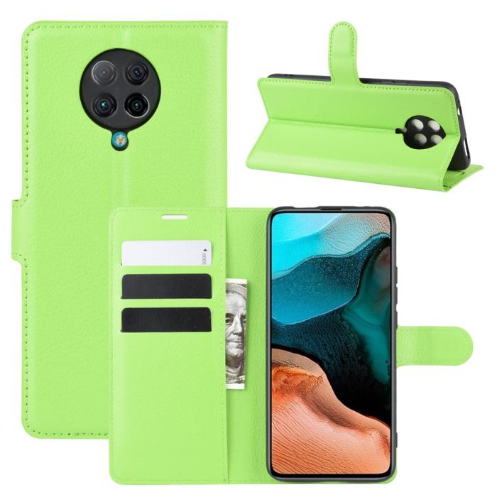 Bild 1, Xiaomi Poco F2 Pro - Litchi Plånboksfodral - Grön