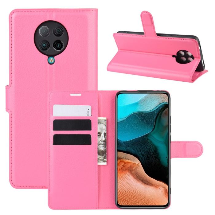 Bild 1, Xiaomi Poco F2 Pro - Litchi Plånboksfodral - Rosa