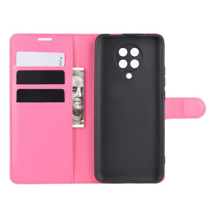 Bild 3, Xiaomi Poco F2 Pro - Litchi Plånboksfodral - Rosa