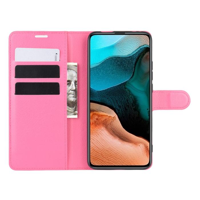 Bild 4, Xiaomi Poco F2 Pro - Litchi Plånboksfodral - Rosa