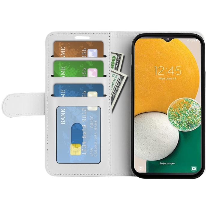 Bild 2, Samsung Galaxy A14 4G/5G Fodral Crazy Horse Läder Vit