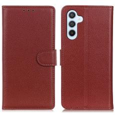 Galaxy S25 Plus / S24 Plus Fodral Litchi Läder Brun