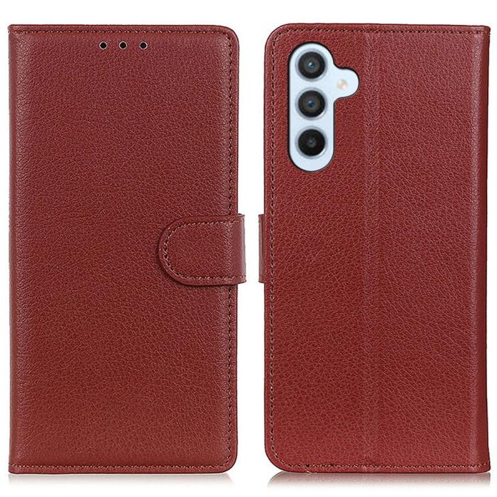 Bild 1, Galaxy S25 Plus / S24 Plus Fodral Litchi Läder Brun