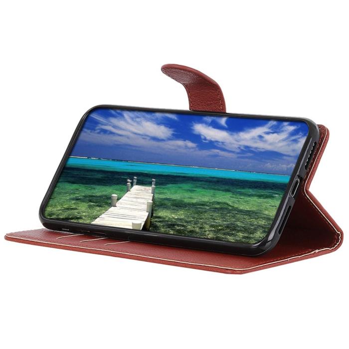 Bild 3, Galaxy S25 Plus / S24 Plus Fodral Litchi Läder Brun