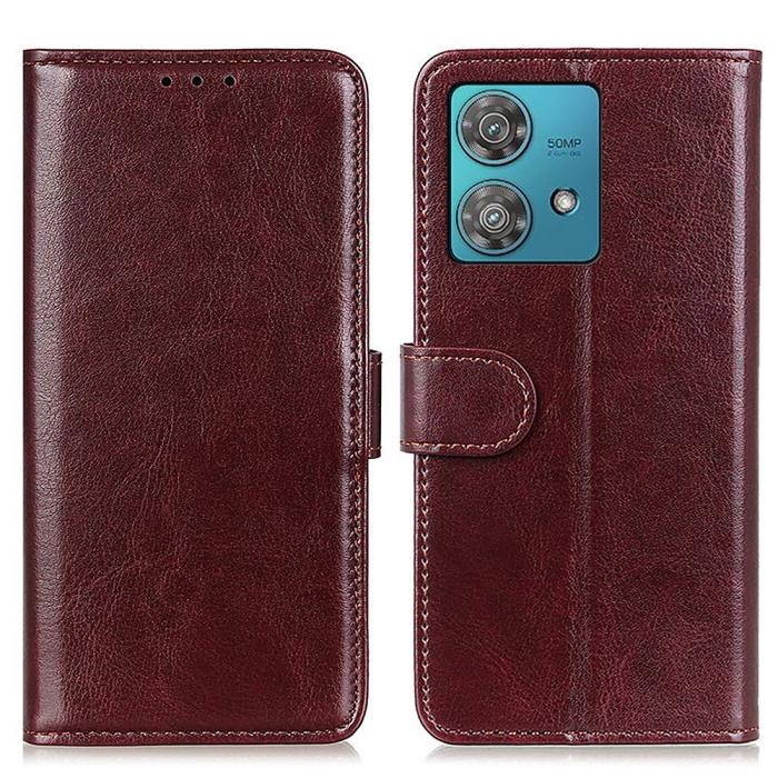 Bild 1, Motorola Edge 40 Neo 5G Fodral Crazy Horse Läder Brun