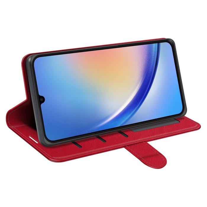 Bild 3, Samsung Galaxy A35 5G Fodral Crazy Horse Läder Röd