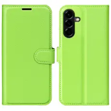 Samsung Galaxy A57 5G Fodral Litchi L&auml;der Gr&ouml;n
